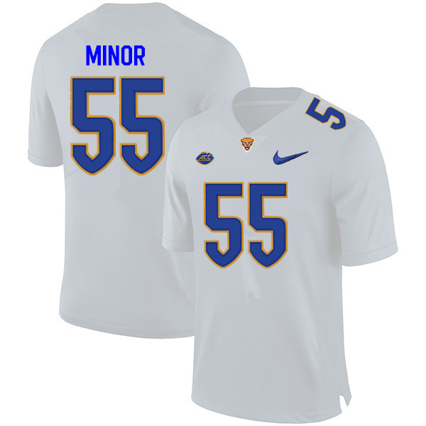 Men #55 Marcus Minor Pitt Panthers College Football Jerseys Sale-White